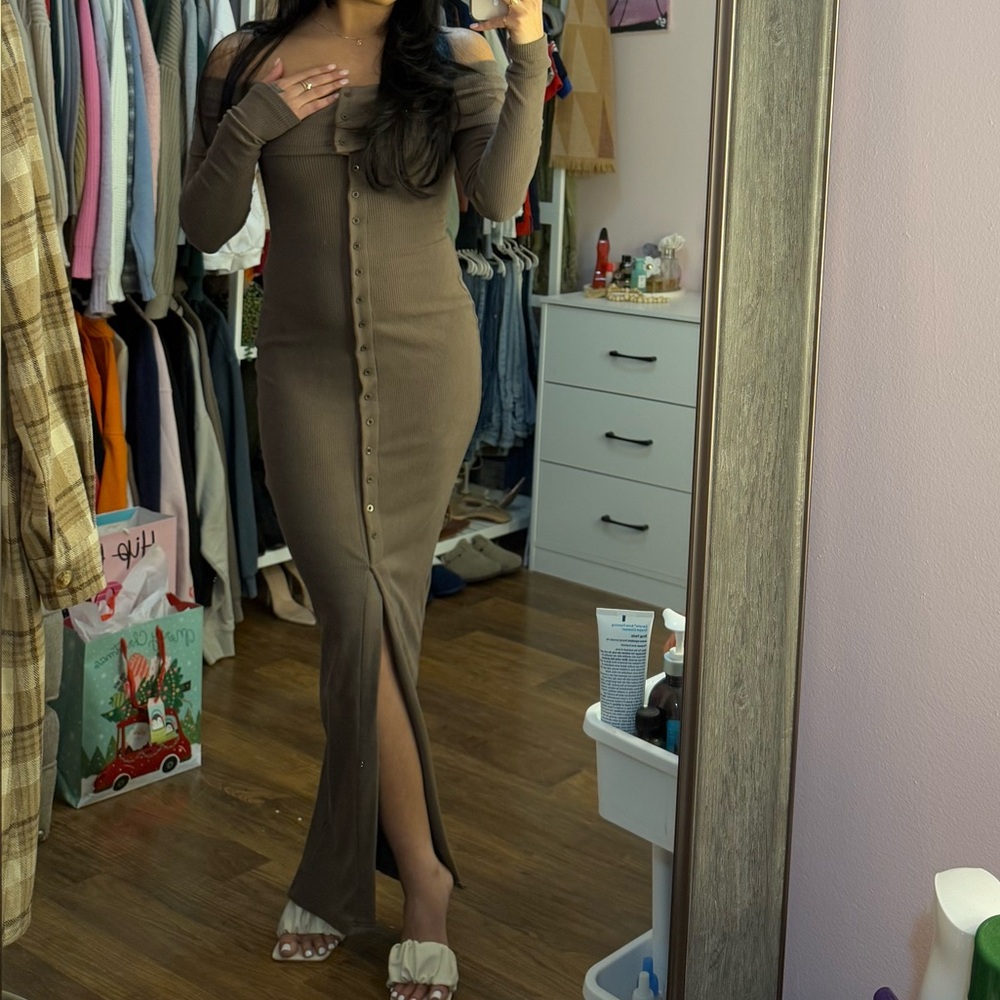 Off shoulder sweater dress